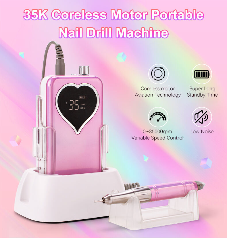 SN357M Beautiful And Rechargeable 65W Nail Polishing Tool Nail Art File Head Manicure Kit Cordless 35000 rpm Electric Nail Drill factory