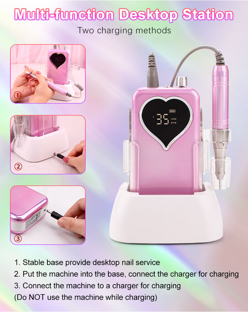 SN357M Beautiful And Rechargeable 65W Nail Polishing Tool Nail Art File Head Manicure Kit Cordless 35000 rpm Electric Nail Drill details
