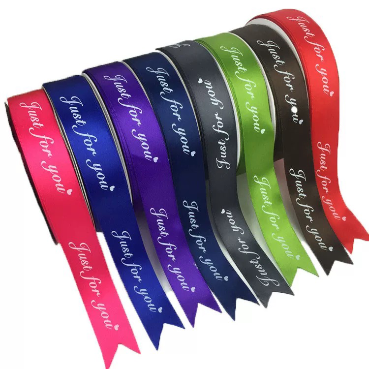 product customized bow pattern polyester ribbon rolls shiny silk satin fabric for christmas gift wrap decorations boxes printed logo-13