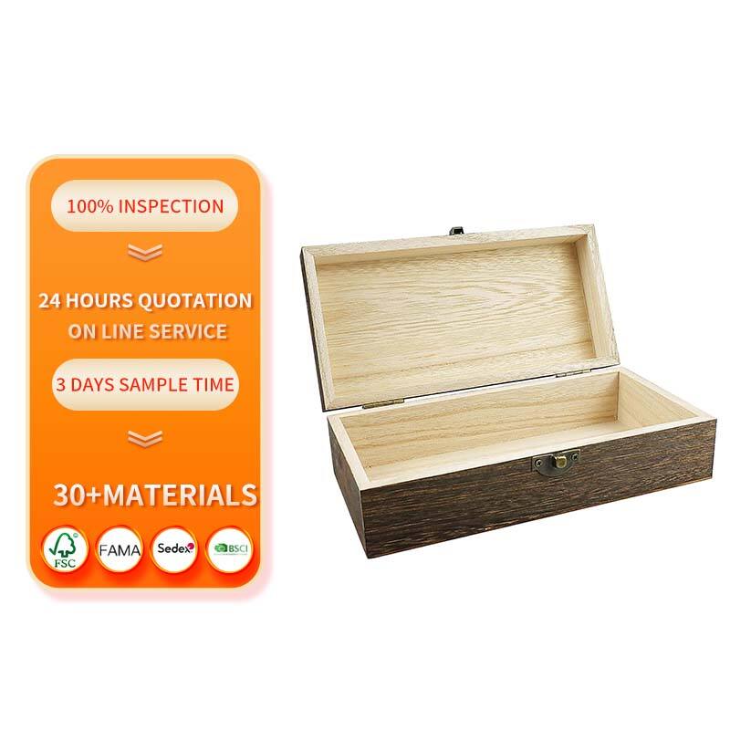 Дървени кутии за занаятчийско съхранение в дома и офиса Дървена кутия с капак на панти Декоративна кутия