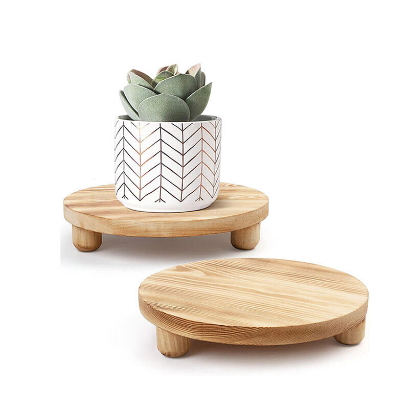 Wood Riser for Decor  Wood Pedestal Stand for Display, Round Wooden Tray for Kitchen Counter, Wooden Pedestal Stand for Plant Pot Indoor