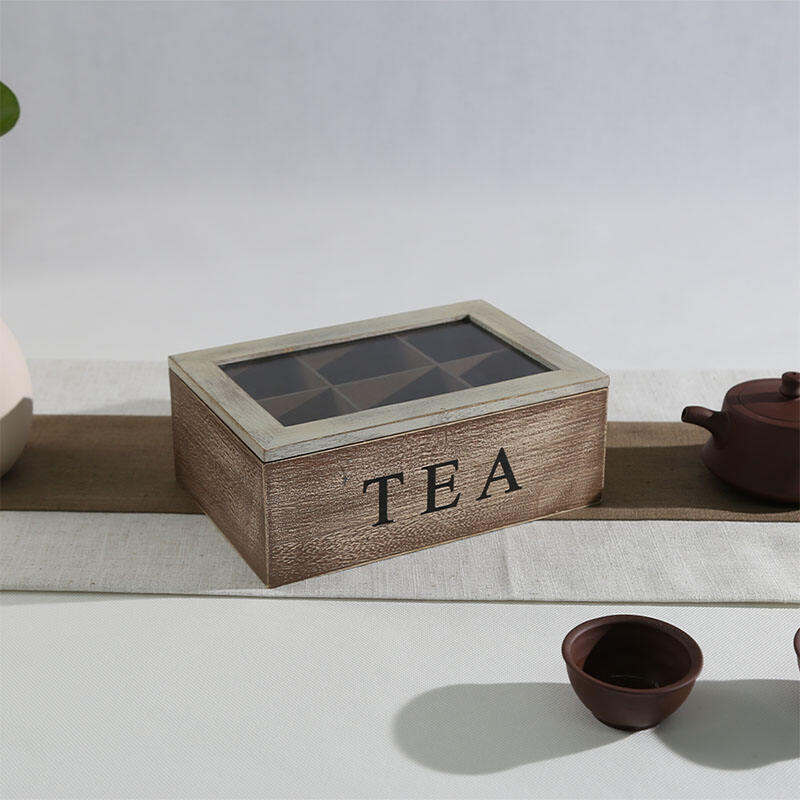 Wooden Tea Box Organizer Wood Tea Storage Box Rustic Tea Bag Holder Rack Storage Container Tea Caddy