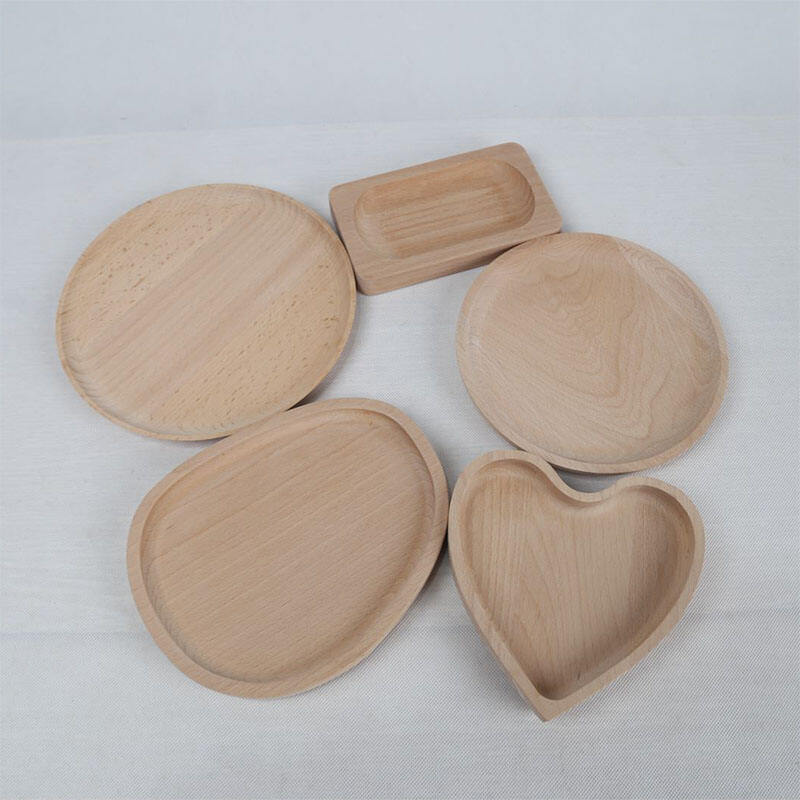 Mini Serving Tray for Jewellery, Oval Wood Natural Dessert Cup Tray, Tableware Decorative Tray