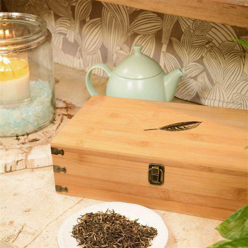 Bamboo Tea Organizer Box Storage Chest