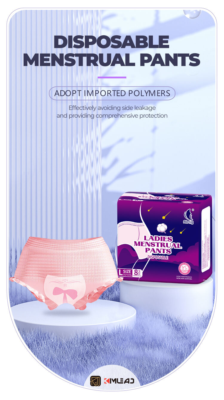 Kimlead femmes couches menstruelles serviettes hygiéniques avec pantalon fournisseur de pantalons hygiéniques féminins