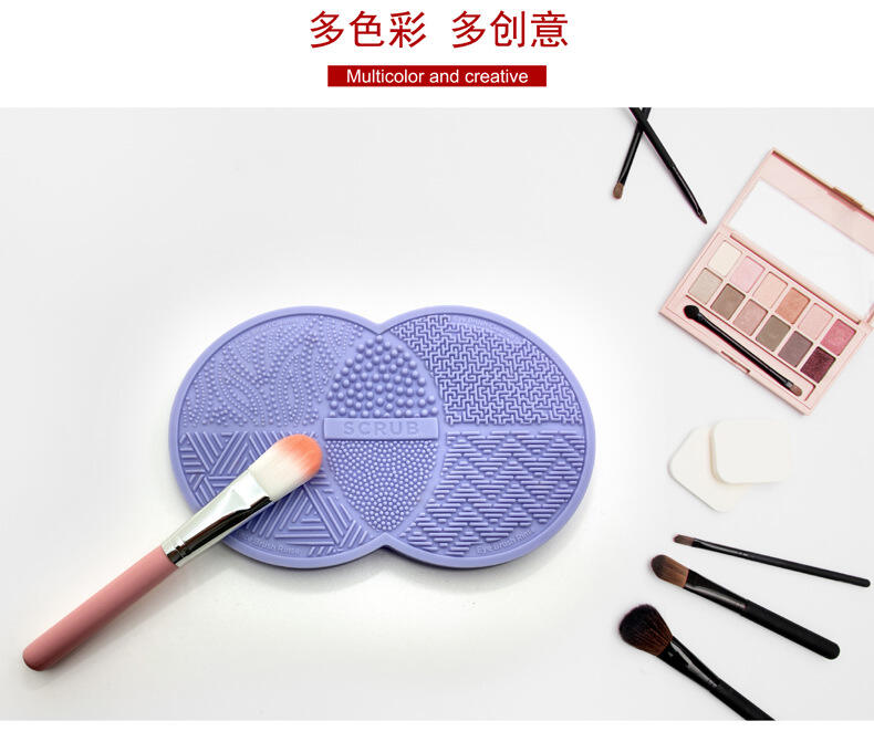 Silicon Makeup Brush Cleaning Mat Makeup Brush Cleaner Pad Cosmetic Brush Cleaning Mat Portable Washing Tool Scrubber with Sucti manufacture