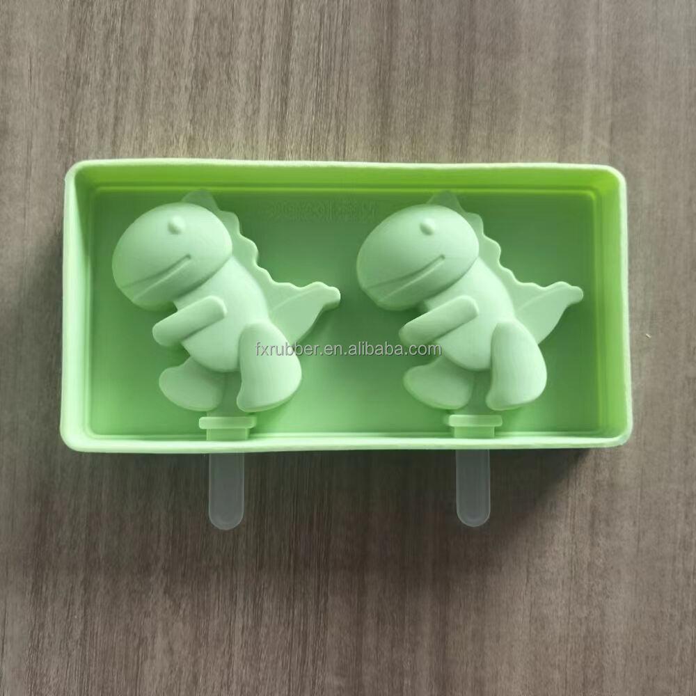 Eco-Friendly Silicone Ice Cube Tray Small Cartoon Dinosaur with Lid Cube Shape Popsicle Mold for Making Ice Cubes supplier