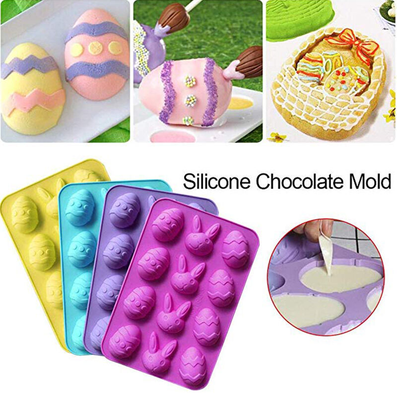 12 Cell Easter Egg Silicone cake Mold Ice Cream chocolete Mould details