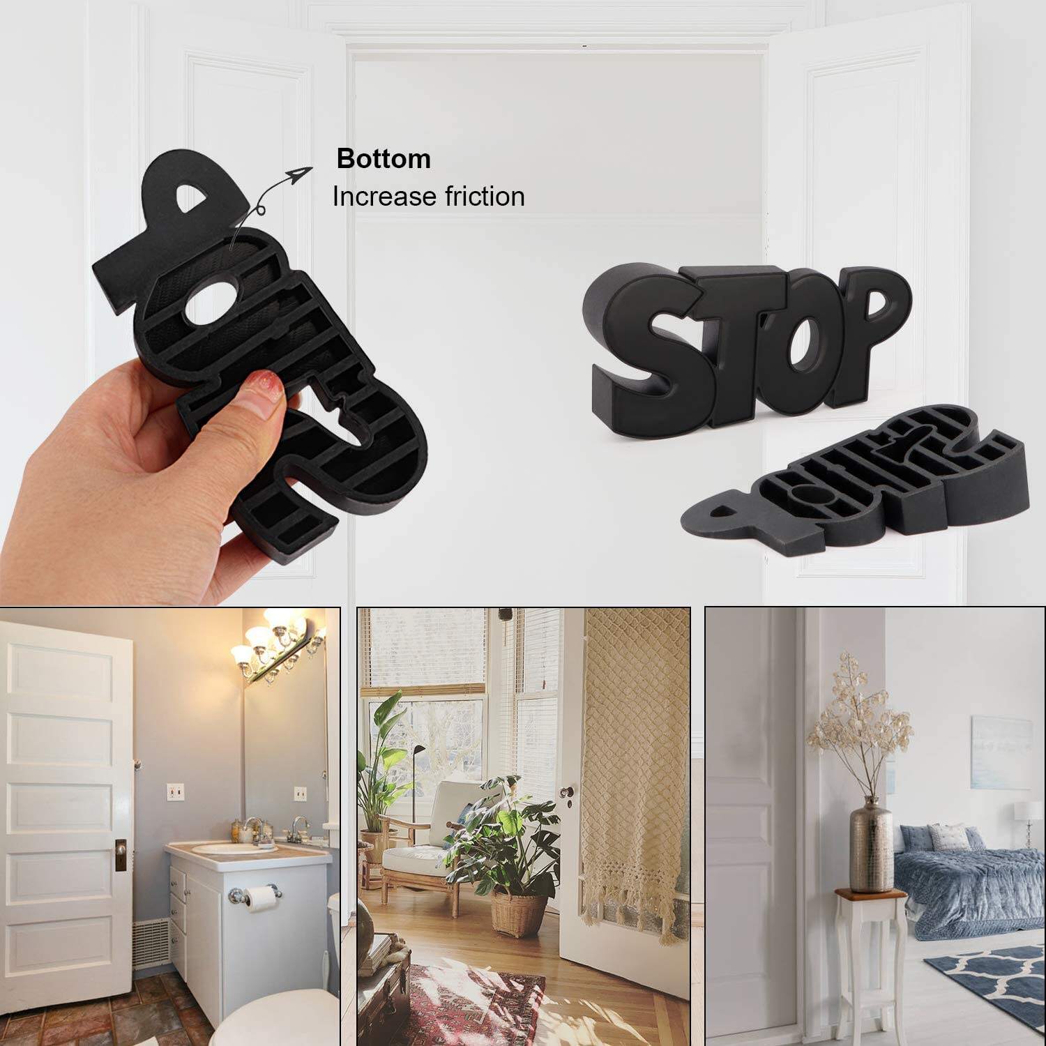 Door Stopper Decorative Dedoot Wedge Cute Door Stopper Rubber Black Door Stop Non-Slippery for Home School supplier