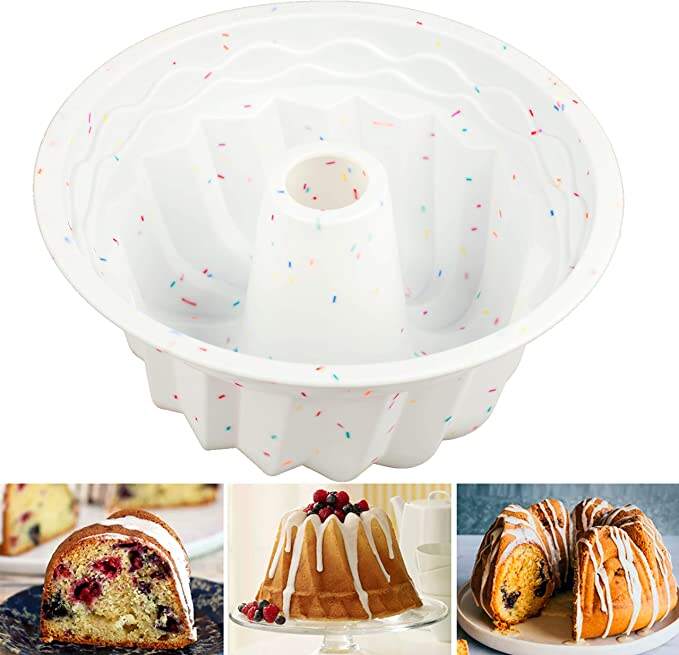 Silicone Fluted Cake Mold  Non-Stick Baking Mold for Jello Cake Gelatin Bread 9-Inch Tube Cake Pan Bakeware European-Grade details