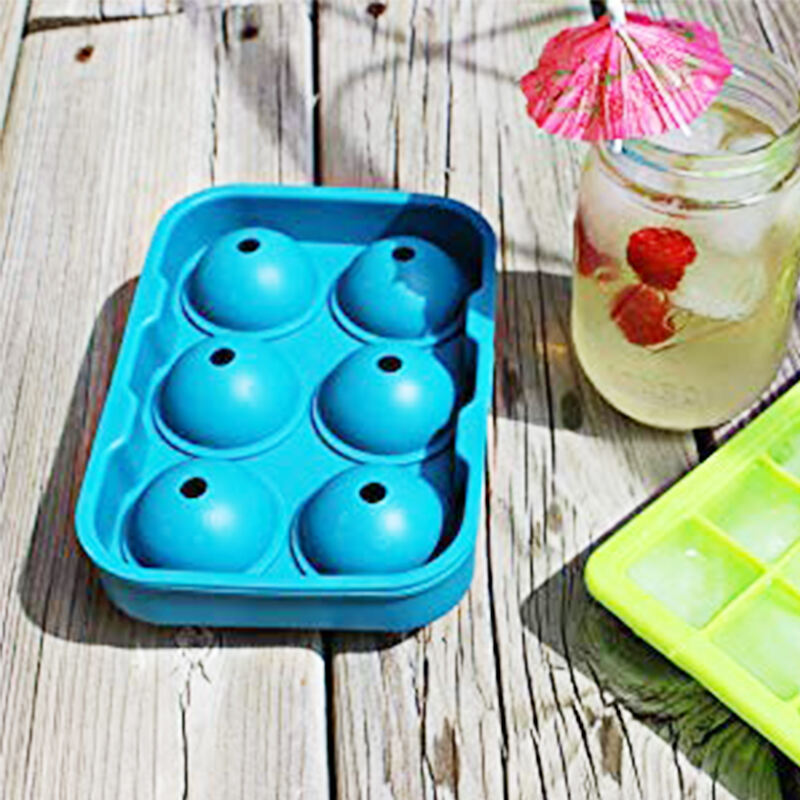 6 Cells Silicone Ice Cube Trays round ball sphere Ice Cream Mould Tools details