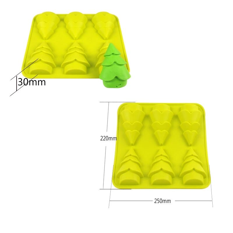 Large 6 Cavity Christmas tree for Pine Soap Mold Baking Mould Fondant Cake Decorating Tool Confectioner Silicone Baking Cake Pan manufacture