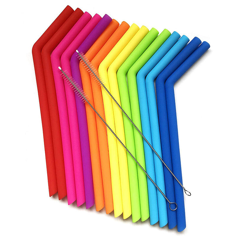 Reusable Silicone Straws Easy to Clean with 2 Cleaning Brushes BPA Free No Rubber Taste Drinking supplier