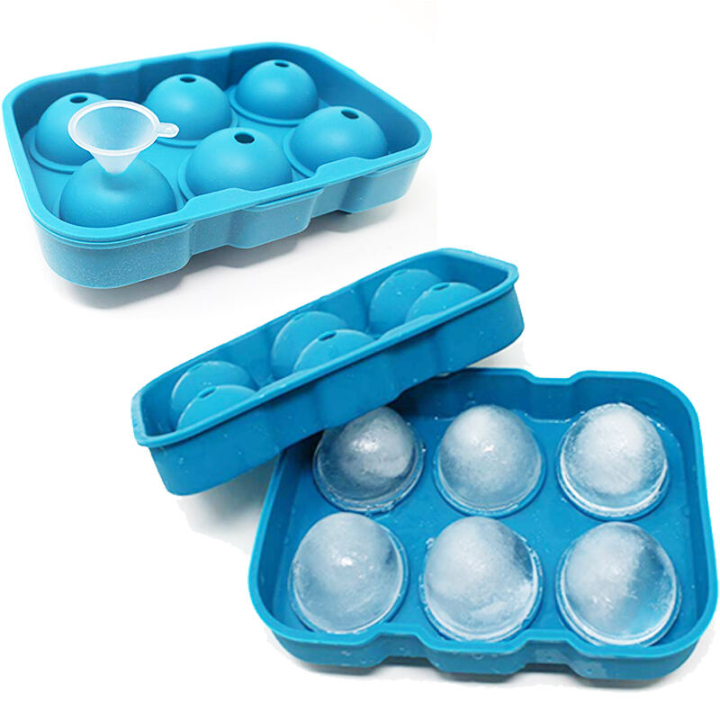 6 Cells Silicone Ice Cube Trays round ball sphere Ice Cream Mould Tools factory