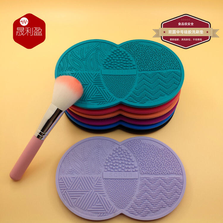 Silicon Makeup Brush Cleaning Mat Makeup Brush Cleaner Pad Cosmetic Brush Cleaning Mat Portable Washing Tool Scrubber with Sucti factory