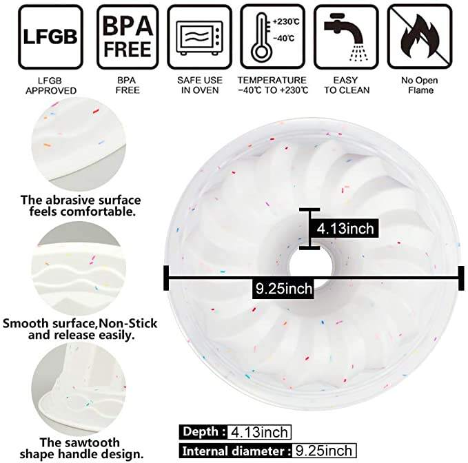 Silicone Fluted Cake Mold  Non-Stick Baking Mold for Jello Cake Gelatin Bread 9-Inch Tube Cake Pan Bakeware European-Grade factory