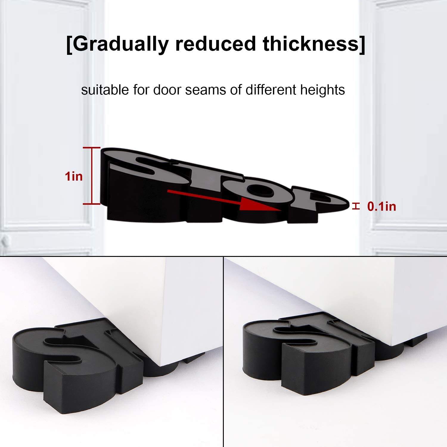 Door Stopper Decorative Dedoot Wedge Cute Door Stopper Rubber Black Door Stop Non-Slippery for Home School supplier