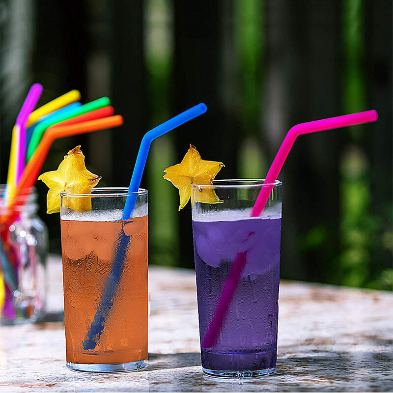 Reusable Silicone Straws Easy to Clean with 2 Cleaning Brushes BPA Free No Rubber Taste Drinking supplier