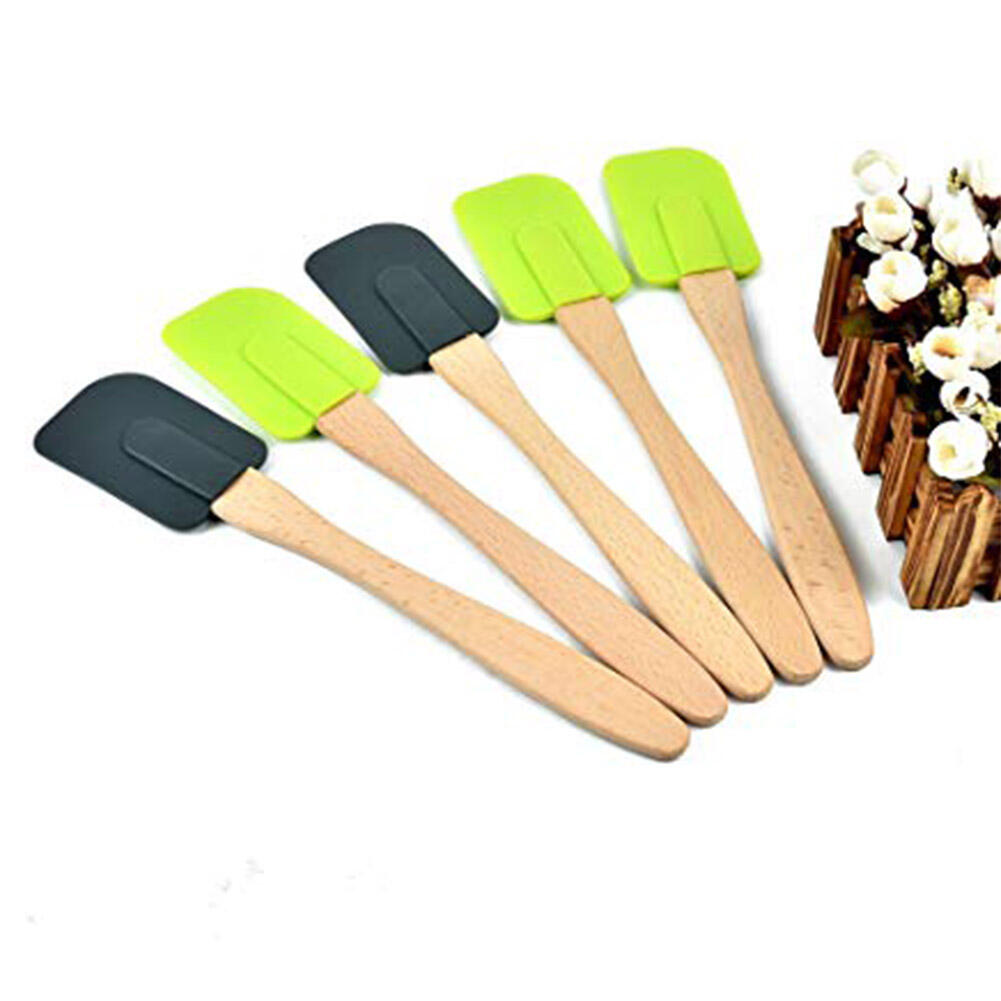 Multifunctional Silicone Pastry Scraper 29.5*6cm Wooden Handle Baking Barbecue Cake Accessories Blue Environmental Kitchen Tools details