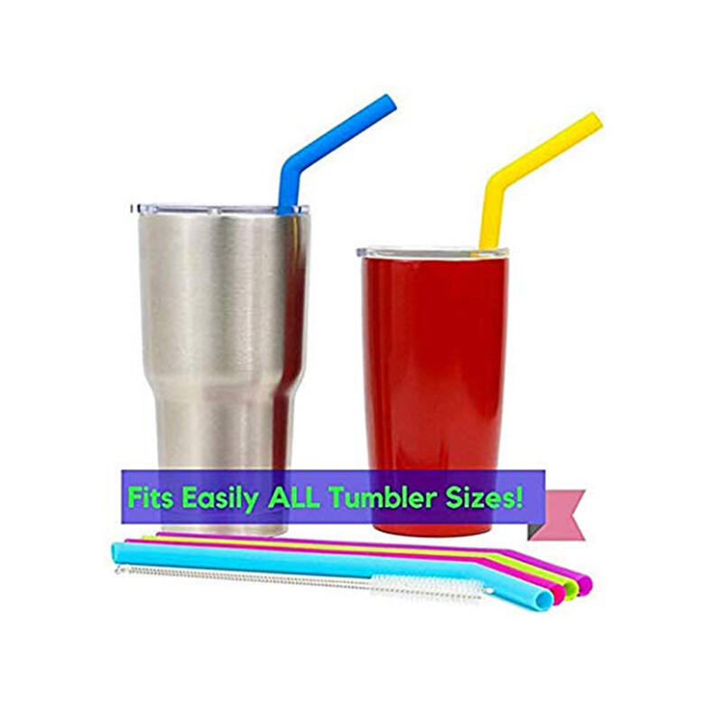 Reusable Silicone Straws Easy to Clean with 2 Cleaning Brushes BPA Free No Rubber Taste Drinking manufacture