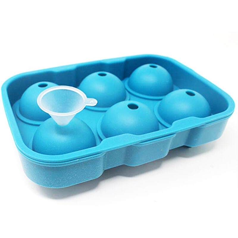 6 Cells Silicone Ice Cube Trays round ball sphere Ice Cream Mould Tools manufacture