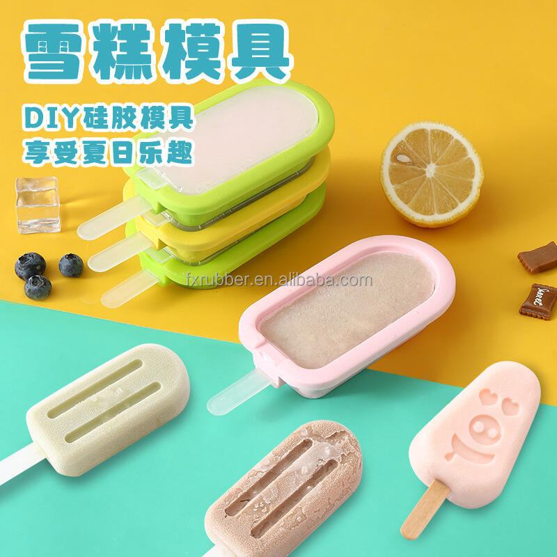 Food-Grade Silicone Ice Cream Mold Easy-to-Release Home Ice Cube Tray and DIY Cheese Bar Mold with Cover manufacture