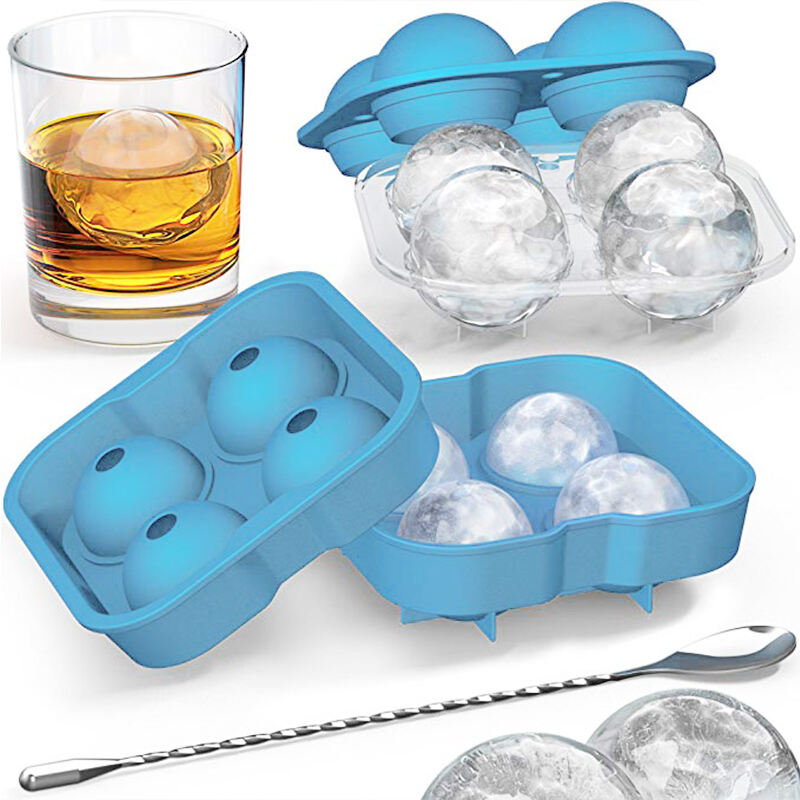 6 Cells Silicone Ice Cube Trays round ball sphere Ice Cream Mould Tools factory