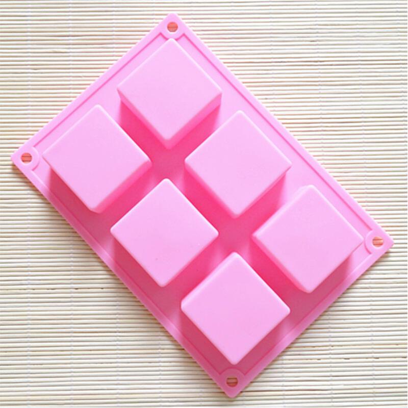 6 Cavity Square Baking Silicone Mold for Cake Teacake Chocolate Cornbread Brownie Blancmange Pudding Soap Candle  Maker manufacture