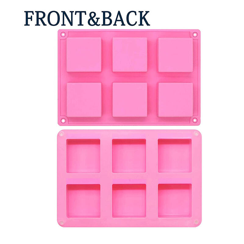 6 Cavity Square Baking Silicone Mold for Cake Teacake Chocolate Cornbread Brownie Blancmange Pudding Soap Candle  Maker supplier