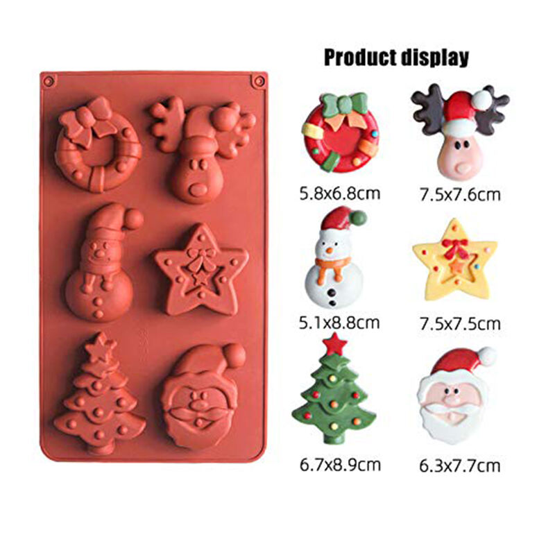 6 Sharp Silicone cake Molds Christmas Tree Snowman Santa Head Bakeware Mold Cake baking pan Big size supplier