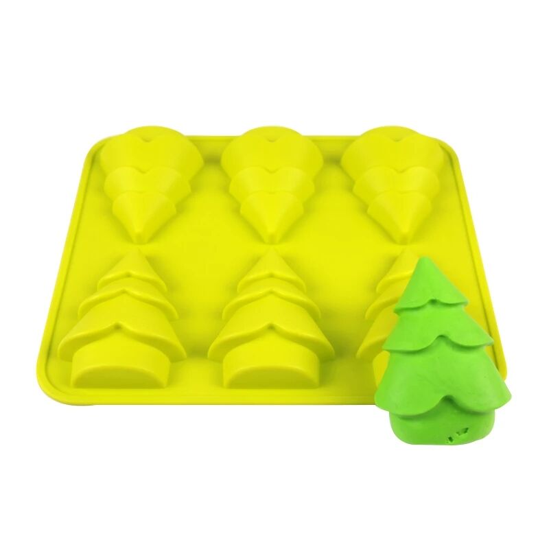 Large 6 Cavity Christmas tree for Pine Soap Mold Baking Mould Fondant Cake Decorating Tool Confectioner Silicone Baking Cake Pan factory