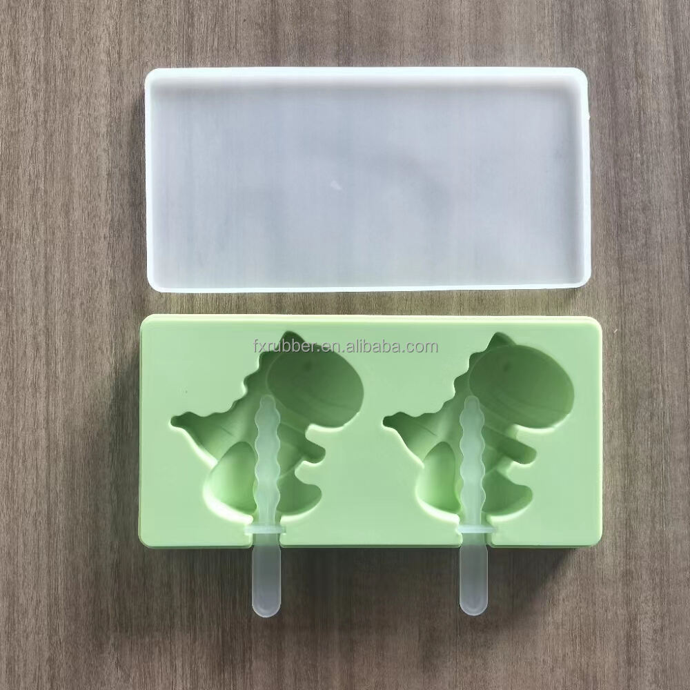 Eco-Friendly Silicone Ice Cube Tray Small Cartoon Dinosaur with Lid Cube Shape Popsicle Mold for Making Ice Cubes factory