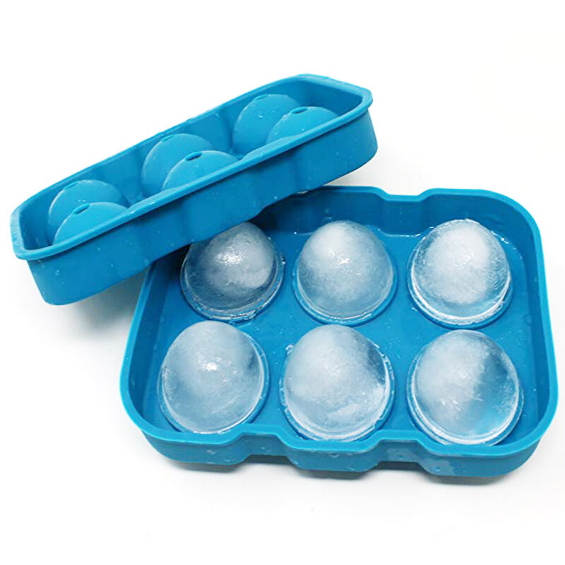 6 Cells Silicone Ice Cube Trays round ball sphere Ice Cream Mould Tools manufacture