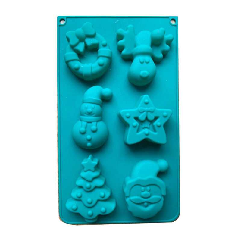 6 Sharp Silicone cake Molds Christmas Tree Snowman Santa Head Bakeware Mold Cake baking pan Big size details