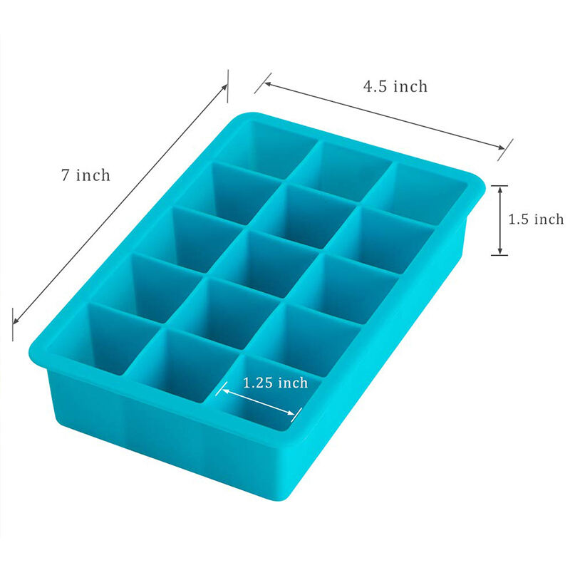 15 Cavities Silicone Ice Cube Trays Molds Square Ice Tray for Whiskey and Cocktail Maker manufacture