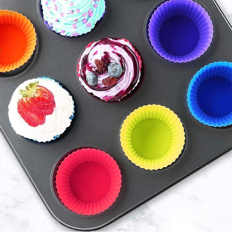 Silicone Muffin Cups Cupcake Mold Stand Alone Reusable Non-Stick Baking Liners Standard Size Oven manufacture