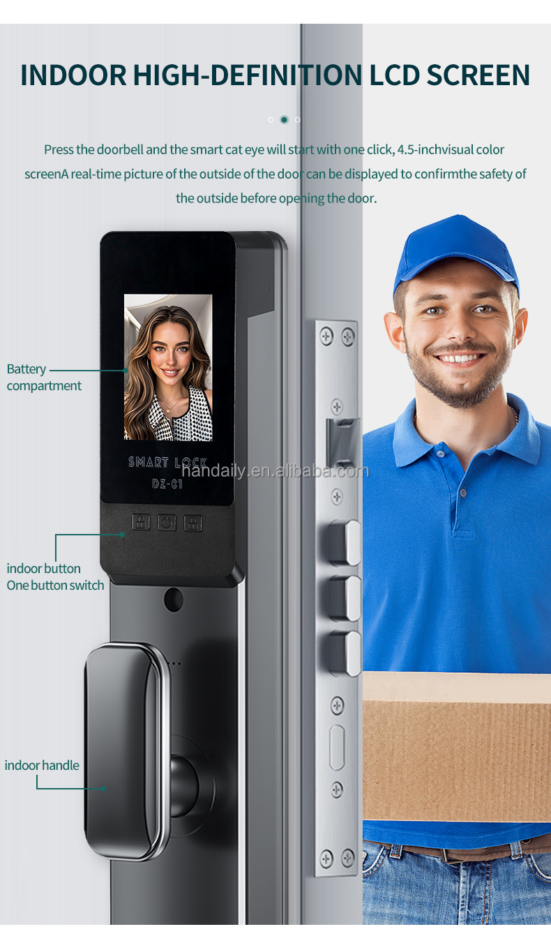 new automatic electronic digital lock cerradura inteligente wifi app fingerprint card 3d face recognition smart door lock df17-11