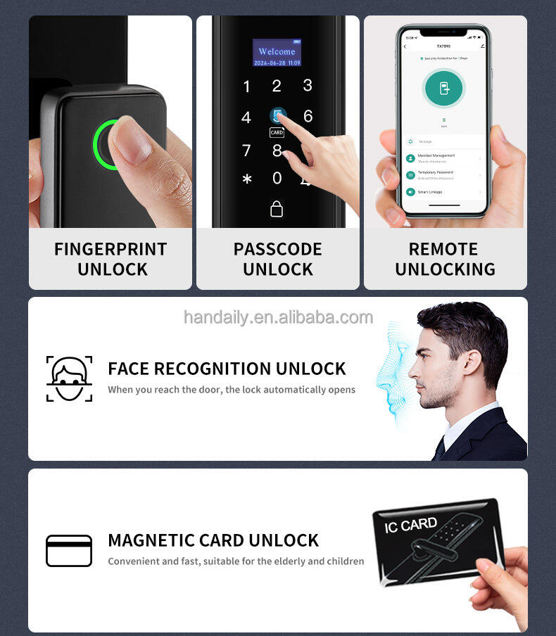 tuya app smart life video intercom 3d face recognition fingerprint password digital lock keyless card smart door lock df11-5