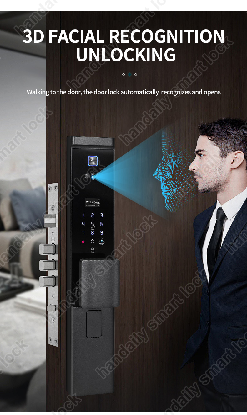waterproof tuya app electronic digital locks 3d face recognition biometric fingerprint smart door lock with israel 6085 mortise w8-2