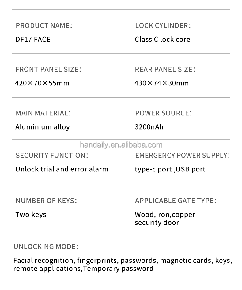 new automatic electronic digital lock cerradura inteligente wifi app fingerprint card 3d face recognition smart door lock df17-13