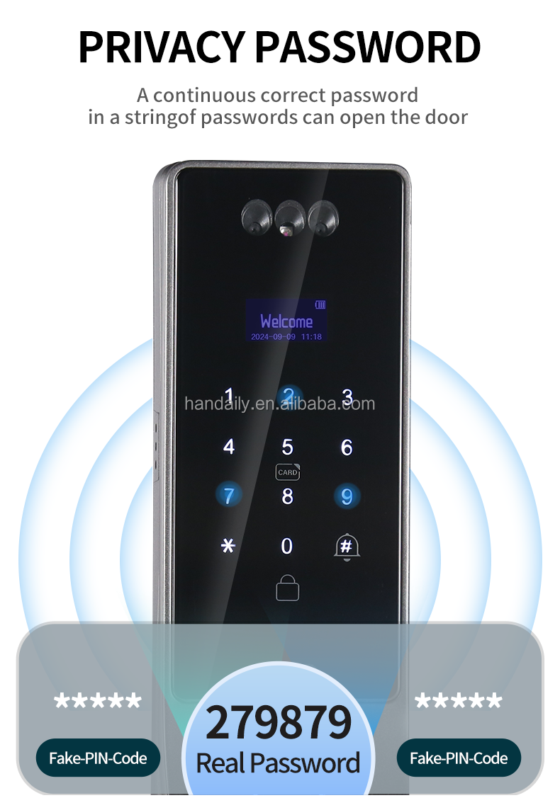 new automatic electronic digital lock cerradura inteligente wifi app fingerprint card 3d face recognition smart door lock df17-5