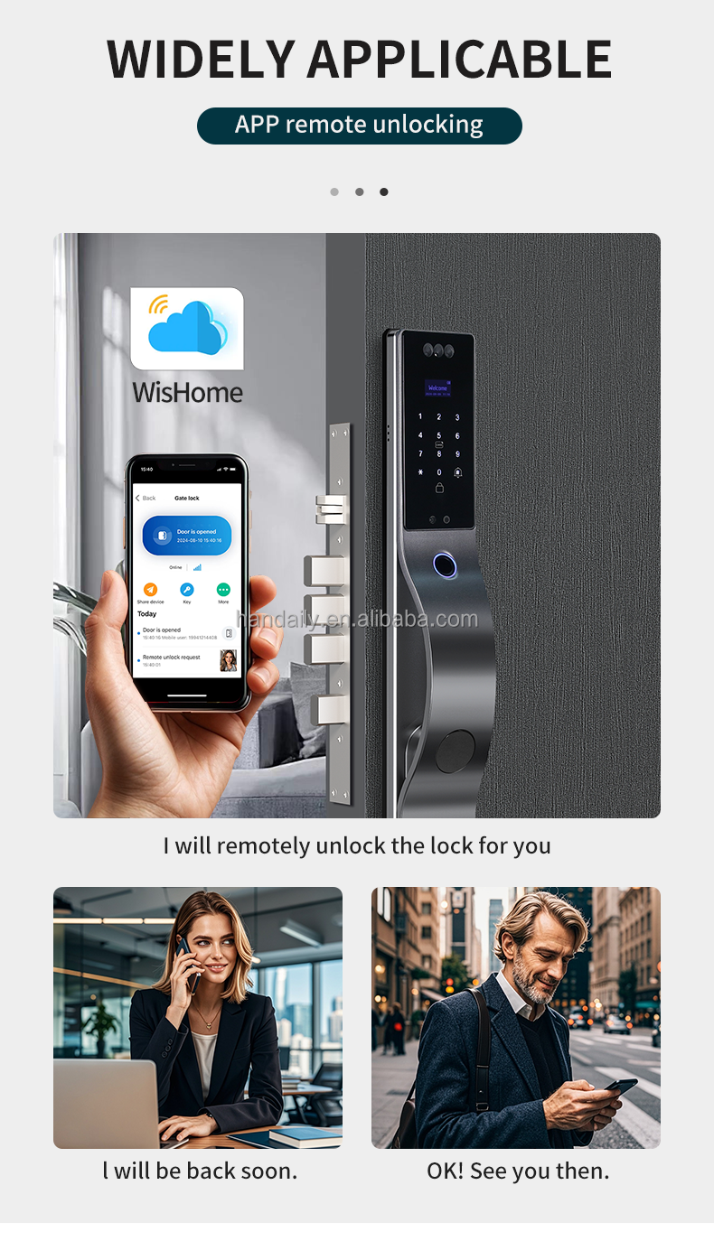 new automatic electronic digital lock cerradura inteligente wifi app fingerprint card 3d face recognition smart door lock df17-4