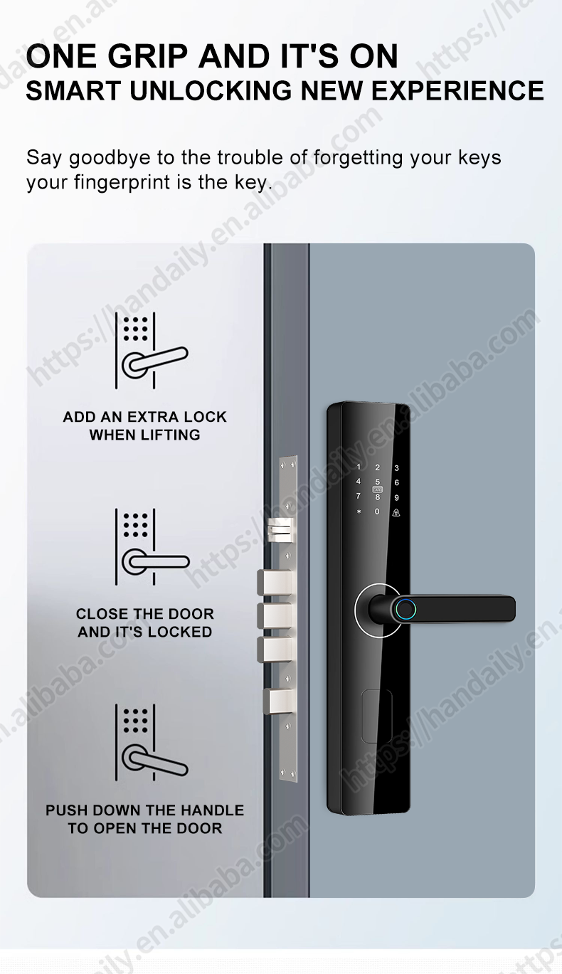 factory price smart door lock with tuya wifi fingerprint rfid and digital password for wooden doors and apartments z4-2