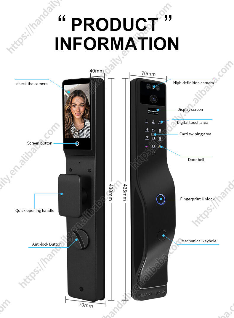 face recognition smart door lock israel mortise wifi fingerprint cerradura tuya inteligente digital lock with camera for home w7-13