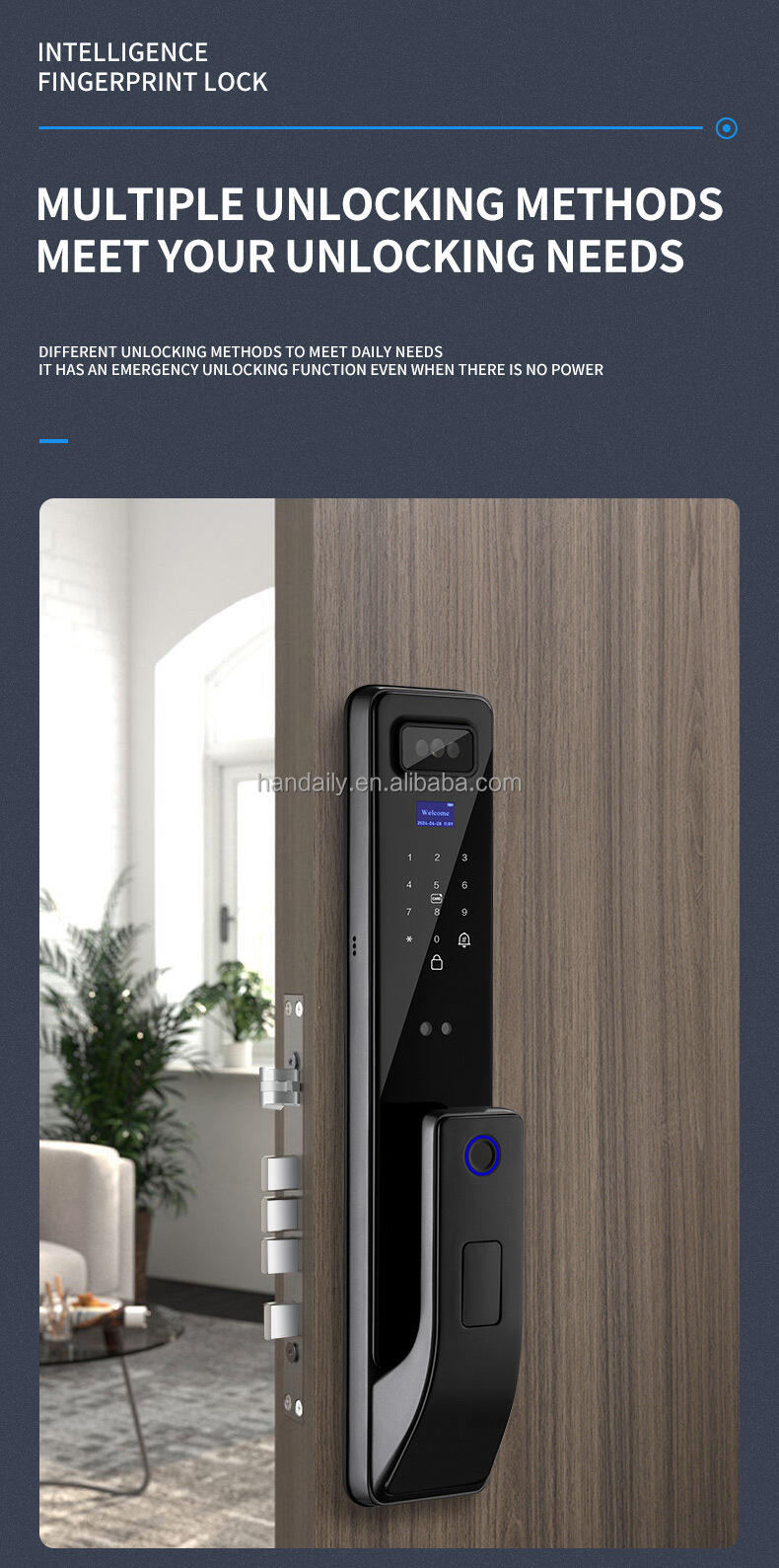 tuya app smart life video intercom 3d face recognition fingerprint password digital lock keyless card smart door lock df11-4