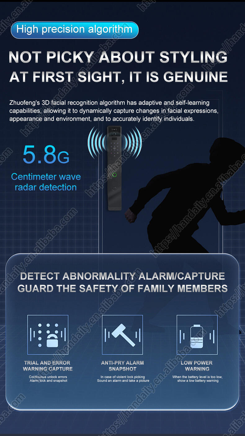 face recognition smart door lock israel mortise wifi fingerprint cerradura tuya inteligente digital lock with camera for home w7-8