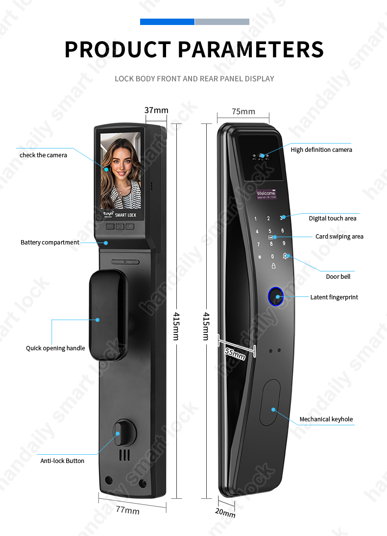tuya wifi digital door lock biometric fingerprint rfid real time intercom smart door lock face unlock k36-11