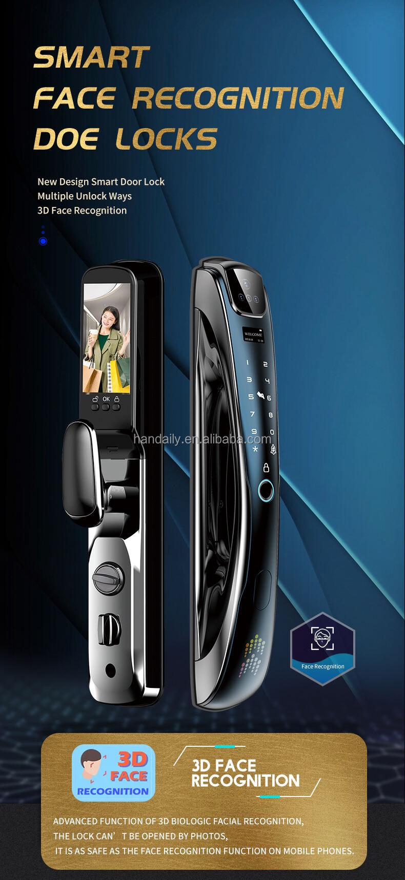 product factory price premium quality 3d face recognition biometric fingerprint tuya wifi smart door lock outdoor digital lock-0