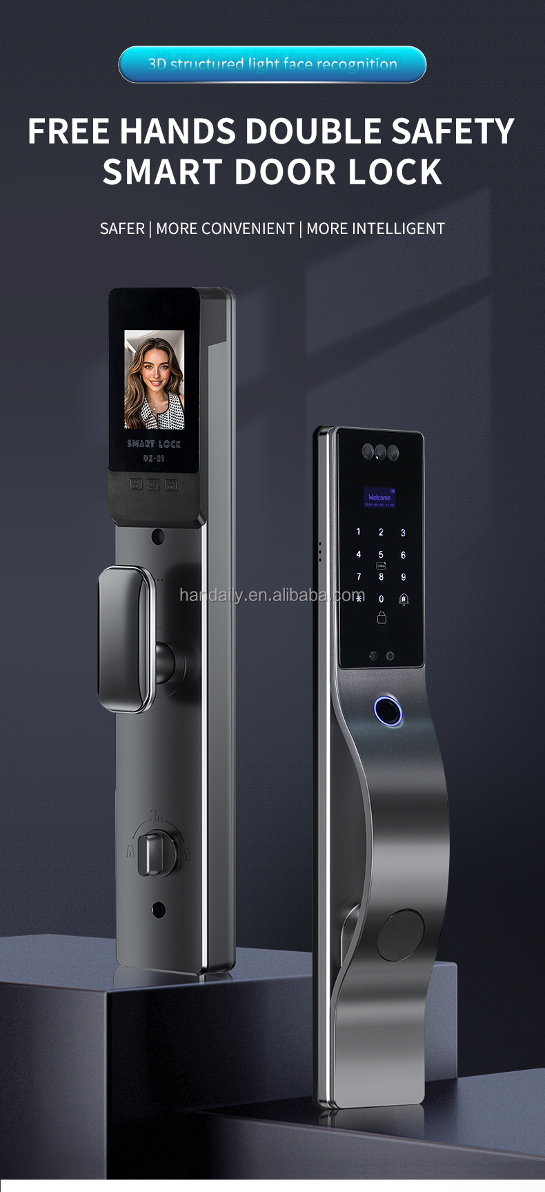 new automatic electronic digital lock cerradura inteligente wifi app fingerprint card 3d face recognition smart door lock df17-0