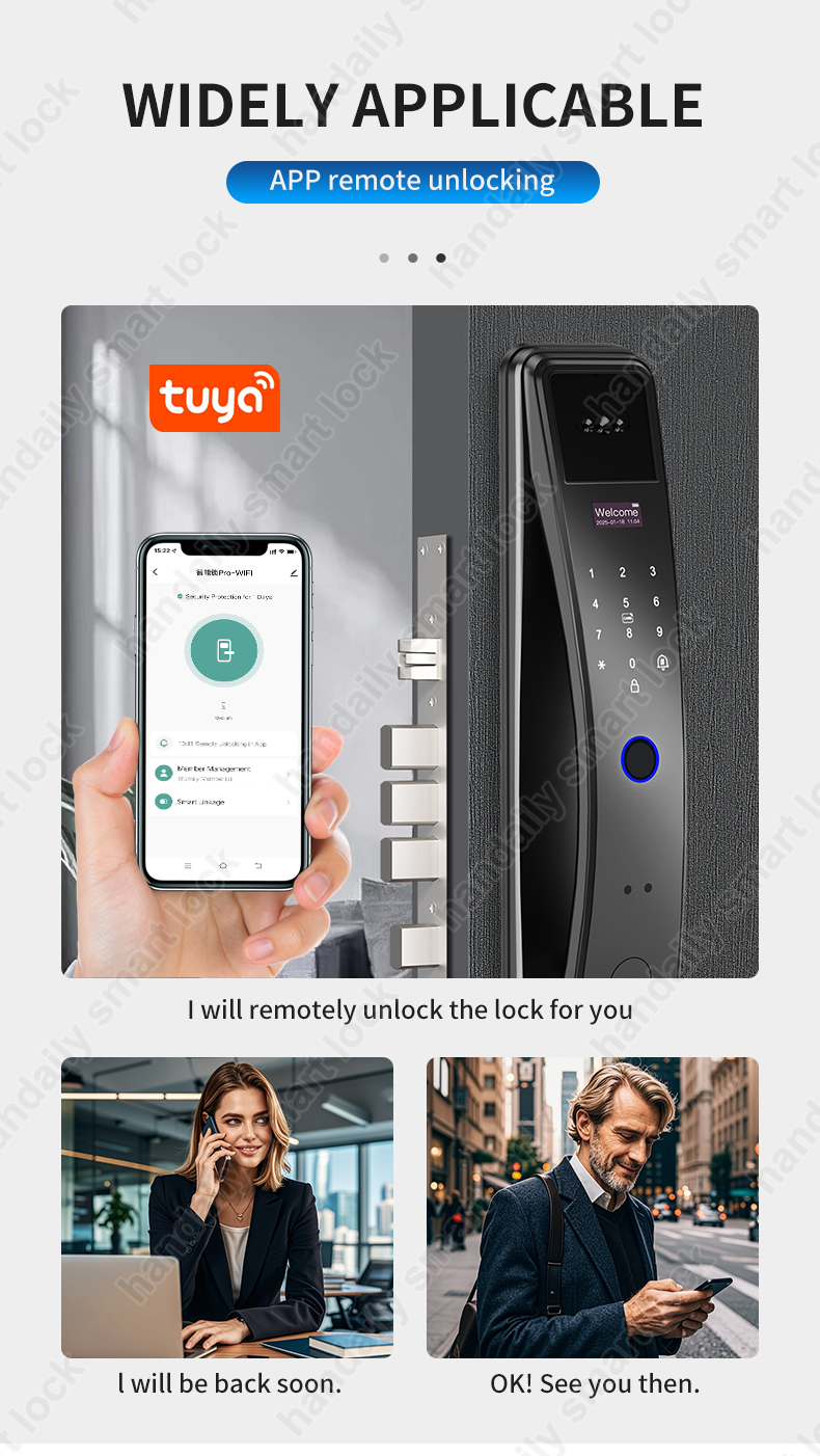 tuya wifi digital door lock biometric fingerprint rfid real time intercom smart door lock face unlock k36-4